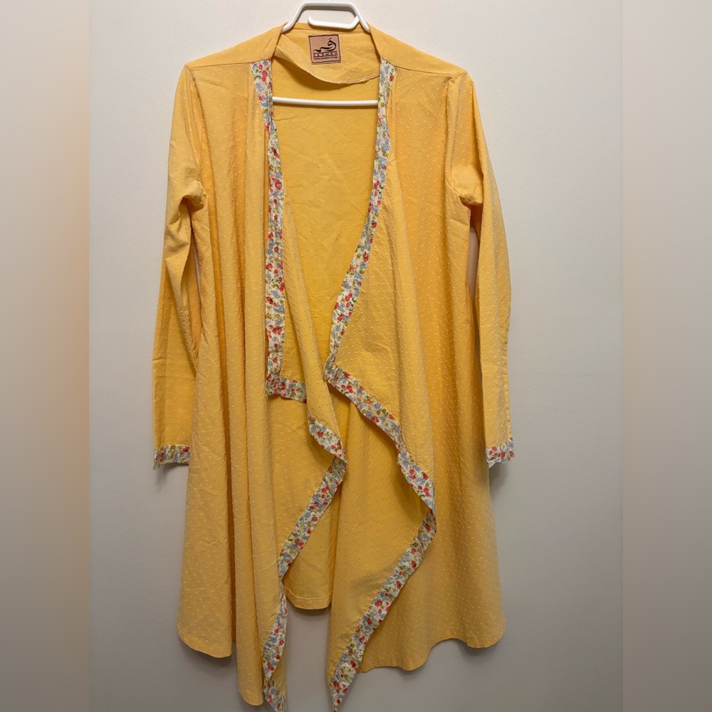 Yellow Floral Trim Cardigan